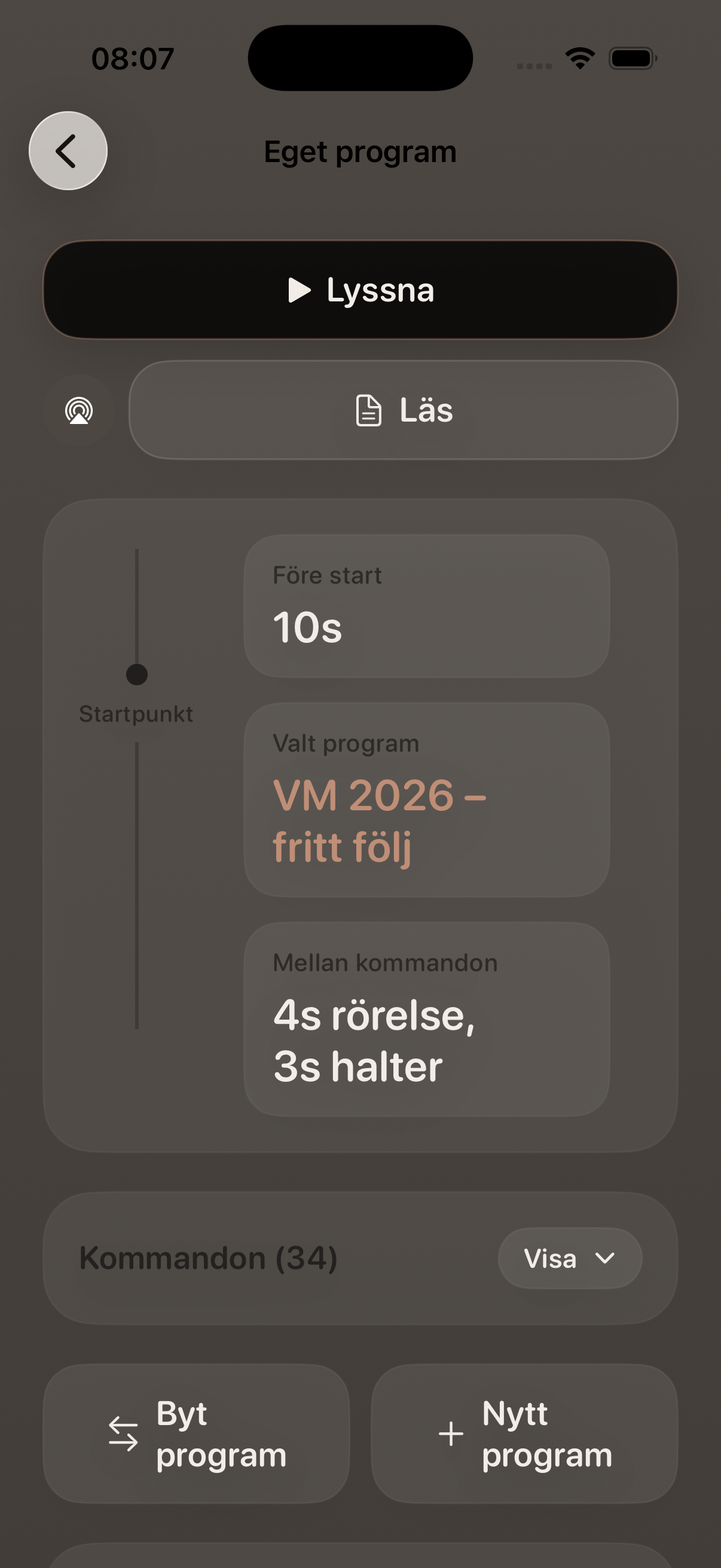 Eget program med VM 2026-exemplet valt